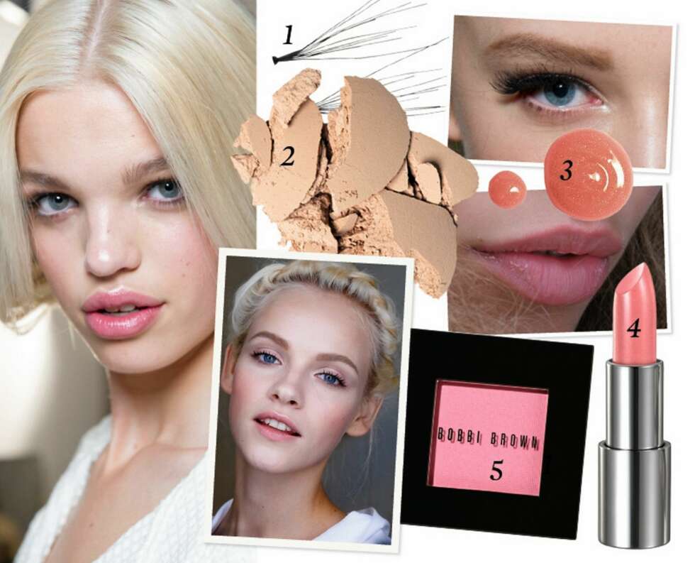 DUKKEFJES: 1. Punktvipper fra Make Up Store (kr 95), 2. Pudder fra Nouba Earth powder (kr 249), 3.Ligloss fra Love & Toast i fargen 74 (kr 79), 4. Bobbi Brown Blush i fargen Nude pink (kr 240) 5. Leppestift fra Isadora Jellykiss i fargen 61 (kr 129). Foto: Catwalkpix / produsenten DUKKEFJES: 1. Punktvipper fra Make Up Store (kr 95), 2. Pudder fra Nouba Earth powder (kr 249), 3.Ligloss fra Love & Toast i fargen 74 (kr 79), 4. Bobbi Brown Blush i fargen Nude pink (kr 240) 5. Leppestift fra Isadora Jellykiss i fargen 61 (kr 129). Foto: Catwalkpix / produsenten