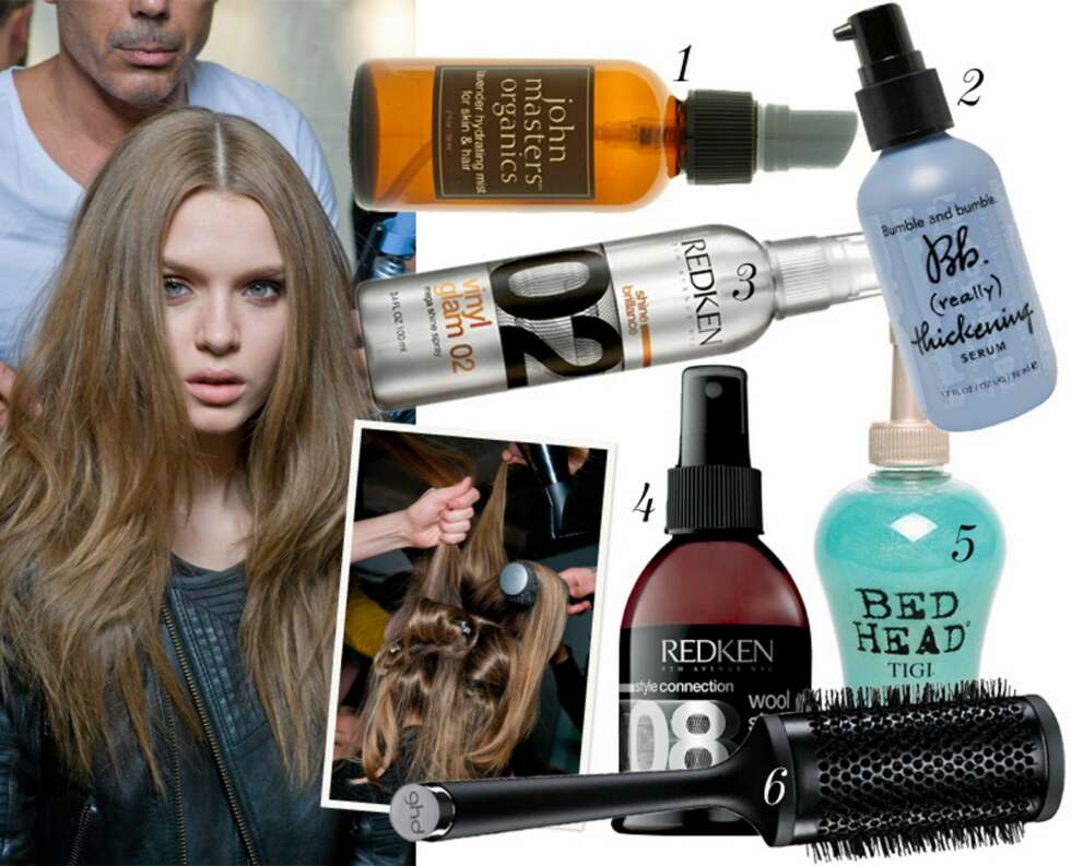 HÅRSTYLING: 1. John Masters Organics lavender mist, kr 180. 2. Bumble & Bumble thickening serum, kr 250. 3. Redken Vinyl glam shine spray, kr 290. 4. Redken Wool shake texturizer, kr 313. 5. Tigi Bed head styling liquid, kr 249. 6. GHD Ceramic radial brush, kr 289. HÅRSTYLING: 1. John Masters Organics lavender mist, kr 180. 2. Bumble & Bumble thickening serum, kr 250. 3. Redken Vinyl glam shine spray, kr 290. 4. Redken Wool shake texturizer, kr 313. 5. Tigi Bed head styling liquid, kr 249. 6. GHD Ceramic radial brush, kr 289.