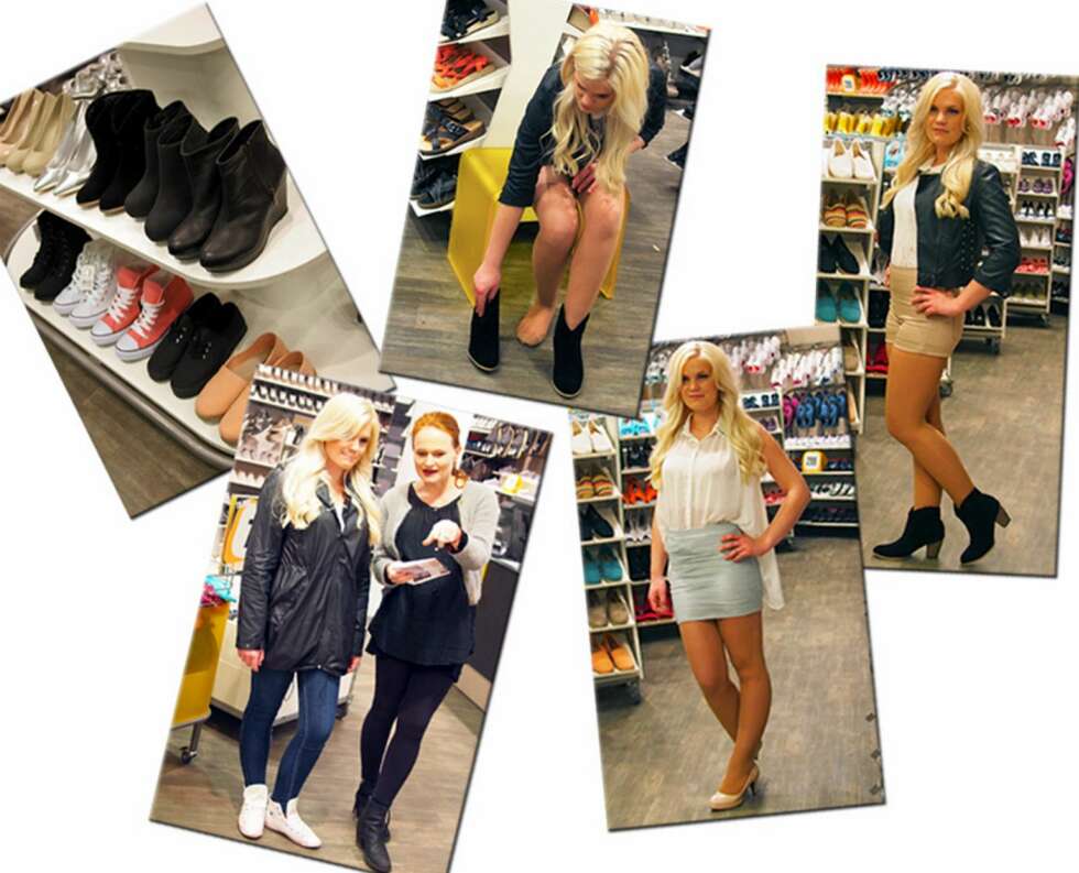 RESULTATET: Stylisten har plukket ut sko, og prøving står for tur. En fornøyd Elisabeth poserer for kameraene inne i Økonomisko-butikken når antrekkene er klare. RESULTATET: Stylisten har plukket ut sko, og prøving står for tur. En fornøyd Elisabeth poserer for kameraene inne i Økonomisko-butikken når antrekkene er klare.