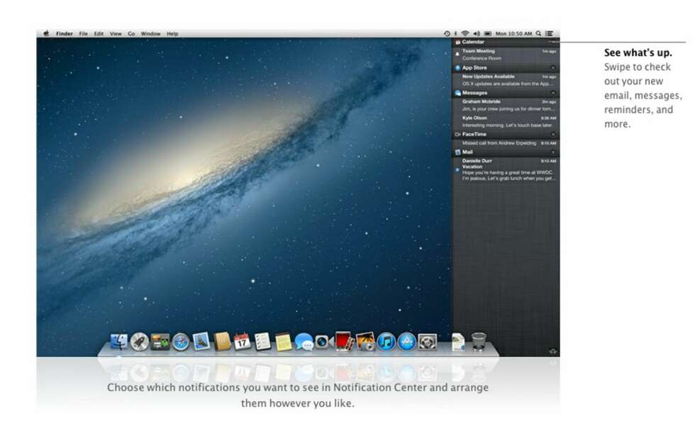 NOTIFIKASJONER PÅ LAPTOPEN: Mountain Lion kommer med notifications slik vi kjenner de fra iPhone og iPad. Disse notifikasjonene skal synkroniseres på tvers av enhetene. NOTIFIKASJONER PÅ LAPTOPEN: Mountain Lion kommer med notifications slik vi kjenner de fra iPhone og iPad. Disse notifikasjonene skal synkroniseres på tvers av enhetene.