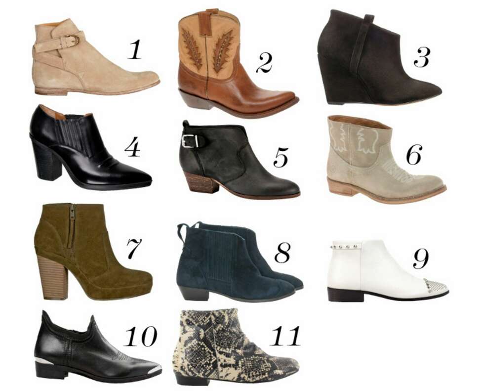 COWBOYINSPIRERTE SKO: 1: Church's/ Net-a-porter.com, kr 3000. 2: Ash/ Asos.com, kr 2400. 3: Zara, kr 799. 4: Vagabond, kr 999. 5: DNA, kr 999. 6: Bronx/ Asos.com, kr 1000. 7: Din Sko, kr 599. 8: Ganni, kr 1299. 9: Zara, kr 1159. 10: Never Denim/ Bik Bok, kr 1199. 11: DNA, kr 999. COWBOYINSPIRERTE SKO: 1: Church's/ Net-a-porter.com, kr 3000. 2: Ash/ Asos.com, kr 2400. 3: Zara, kr 799. 4: Vagabond, kr 999. 5: DNA, kr 999. 6: Bronx/ Asos.com, kr 1000. 7: Din Sko, kr 599. 8: Ganni, kr 1299. 9: Zara, kr 1159. 10: Never Denim/ Bik Bok, kr 1199. 11: DNA, kr 999.
