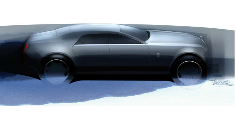 Den nye Rolls-Royce-modellen blir mykere i linjene, og ikke minst en del mindre enn den enorme Phantom. Den nye Rolls-Royce-modellen blir mykere i linjene, og ikke minst en del mindre enn den enorme Phantom.