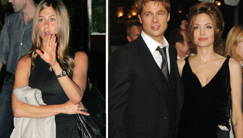 Jennifer Aniston, Brad Pitt og Angelina Jolie Jennifer Aniston, Brad Pitt og Angelina Jolie