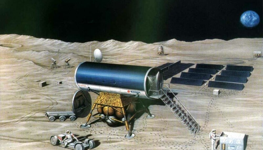 Rom-miljøet drømmer om leiligheter på månen om 17 år. Illustrasjon: NASA Rom-miljøet drømmer om leiligheter på månen om 17 år. Illustrasjon: NASA