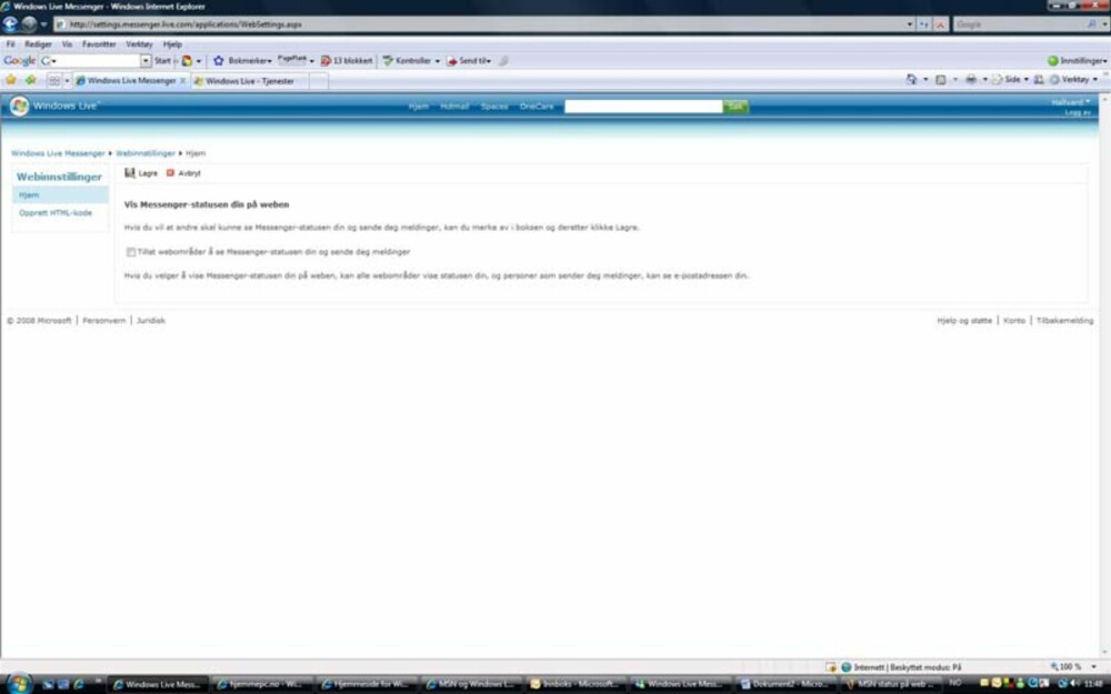 I trinn tre må du godkjenne at nettsider kan vise din MSN-status - om du er av eller på nettet. I trinn tre må du godkjenne at nettsider kan vise din MSN-status - om du er av eller på nettet.
