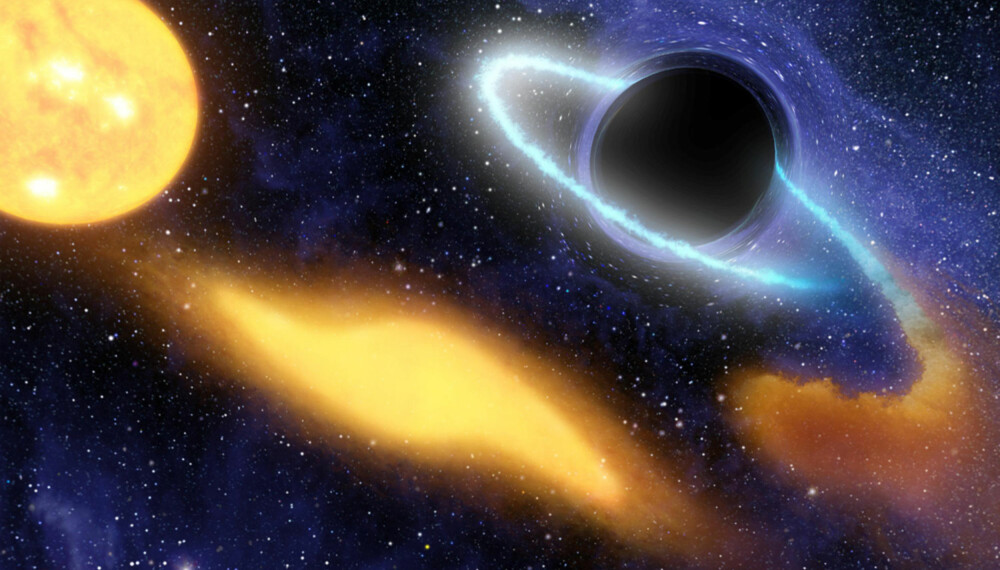 Slik ser NASAs kunstnere for seg et sort hull. Foto: NASA/JPL-Caltech Slik ser NASAs kunstnere for seg et sort hull. Foto: NASA/JPL-Caltech
