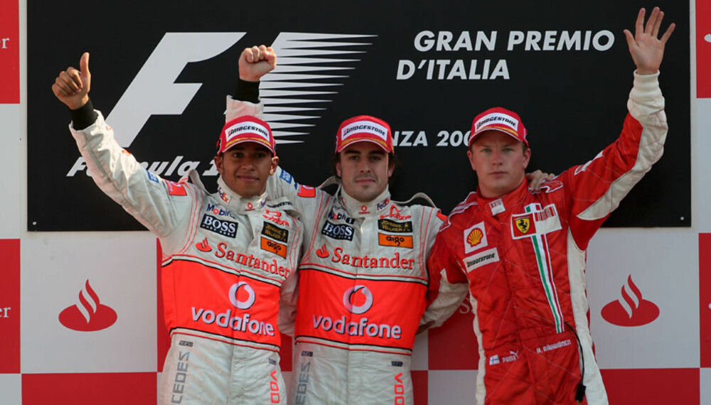 Lewis Hamilton, Fernando Alonso og Kimi Räikkönen kan alle bli verdensmester i Formel 1. (Foto: Sutton) Lewis Hamilton, Fernando Alonso og Kimi Räikkönen kan alle bli verdensmester i Formel 1. (Foto: Sutton)