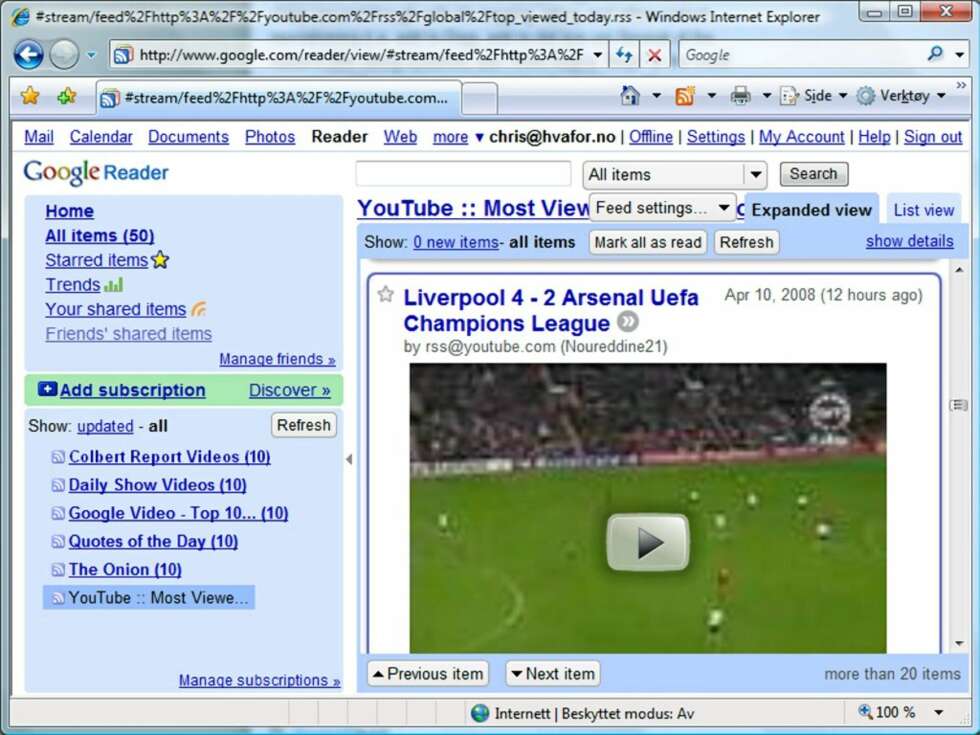 GOOGLE READER: Google Reader er et online verktøy som er spekket med funksjoner. Den leser lyd og bilde og har mange muligheter utover standard RSS-teknologi. Man kan for eksempel dele sine feeds med venner. GOOGLE READER: Google Reader er et online verktøy som er spekket med funksjoner. Den leser lyd og bilde og har mange muligheter utover standard RSS-teknologi. Man kan for eksempel dele sine feeds med venner.