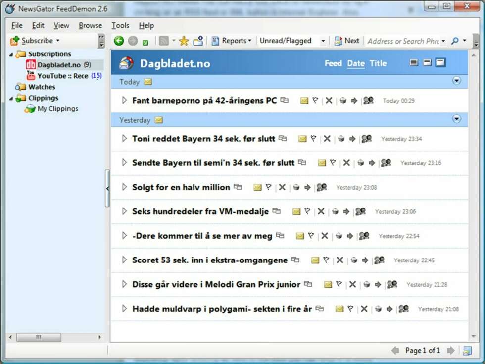 DET BESTE FRA BEGGE: Feed Deamon er en av de mest populære aggregatorene til Windows. Den kombinerer det beste fra både Google Reader og Outlook. DET BESTE FRA BEGGE: Feed Deamon er en av de mest populære aggregatorene til Windows. Den kombinerer det beste fra både Google Reader og Outlook.