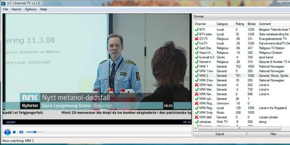 JLC's INTERNET TV: Dette lille programmet samler svært mange direktesendte TV-kanaler. Her får du blant annet NRK i god kvalitet 24 timer i døgnet. JLC's INTERNET TV: Dette lille programmet samler svært mange direktesendte TV-kanaler. Her får du blant annet NRK i god kvalitet 24 timer i døgnet.