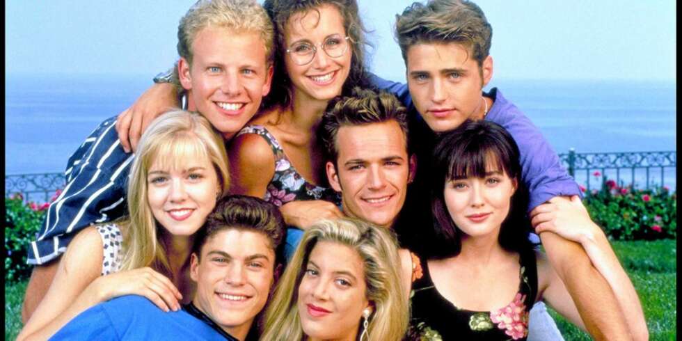 HELE GJENGEN: Ian Ziering, Gabrielle Carteris, Jason Priestly , Jennie Garth, Luke Perry, Shannen Doherty, Brian Austin Green og Tori Spelling HELE GJENGEN: Ian Ziering, Gabrielle Carteris, Jason Priestly , Jennie Garth, Luke Perry, Shannen Doherty, Brian Austin Green og Tori Spelling