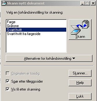SKANN: Microsofts egen skannerprogram kan du bruke uavhengig av hvilken skanner du bruker. SKANN: Microsofts egen skannerprogram kan du bruke uavhengig av hvilken skanner du bruker.