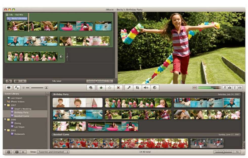 iMovie er en av mange programmer som ligger med nye Mac-er i pakken iLife. iMovie er en av mange programmer som ligger med nye Mac-er i pakken iLife.