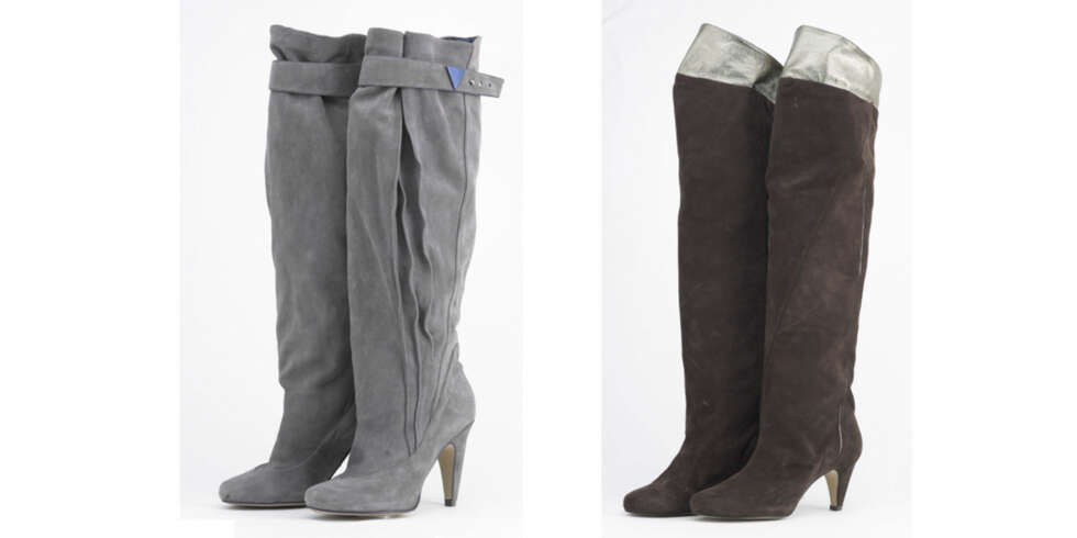 Høye grå, semskede støvletter fra Diesel, kr 3199 og høye brune, semskede støvletter fra Gina Tricot, kr 3299. Høye grå, semskede støvletter fra Diesel, kr 3199 og høye brune, semskede støvletter fra Gina Tricot, kr 3299.