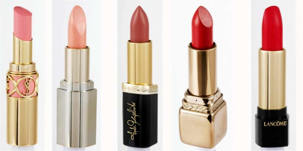 Fra venstre: YSL Rouge Volupté, kr 255. Helena Rubinstein Wanted Shine, kr 250. L'Oréal Color Riche Star Secrets, kr 129. Guerlain Rouge Infini, kr 220. Lancôme L'Absolu Rouge, kr 245. Fra venstre: YSL Rouge Volupté, kr 255. Helena Rubinstein Wanted Shine, kr 250. L'Oréal Color Riche Star Secrets, kr 129. Guerlain Rouge Infini, kr 220. Lancôme L'Absolu Rouge, kr 245.