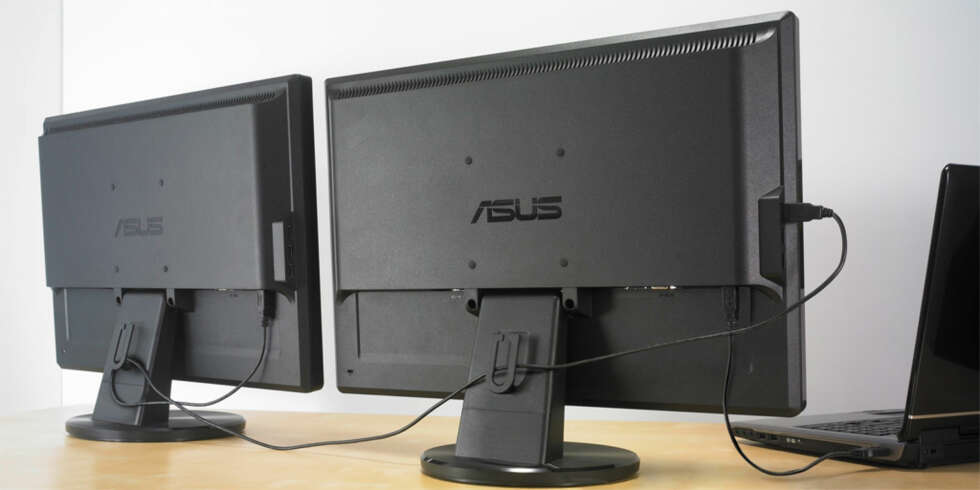 SERIE: Selv om du bare har en ledig USB-port vil VW223b la deg seriekoble flere skjermer med dens innebygde hub. SERIE: Selv om du bare har en ledig USB-port vil VW223b la deg seriekoble flere skjermer med dens innebygde hub.