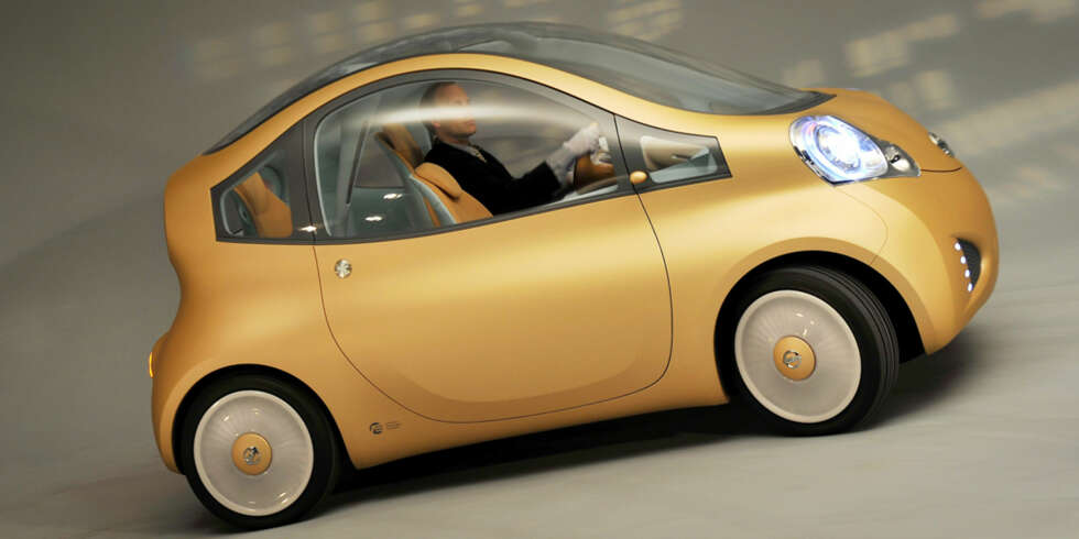 Den bittelille Nissan Nuvu skal være en elbil for bybruk. Den bittelille Nissan Nuvu skal være en elbil for bybruk.