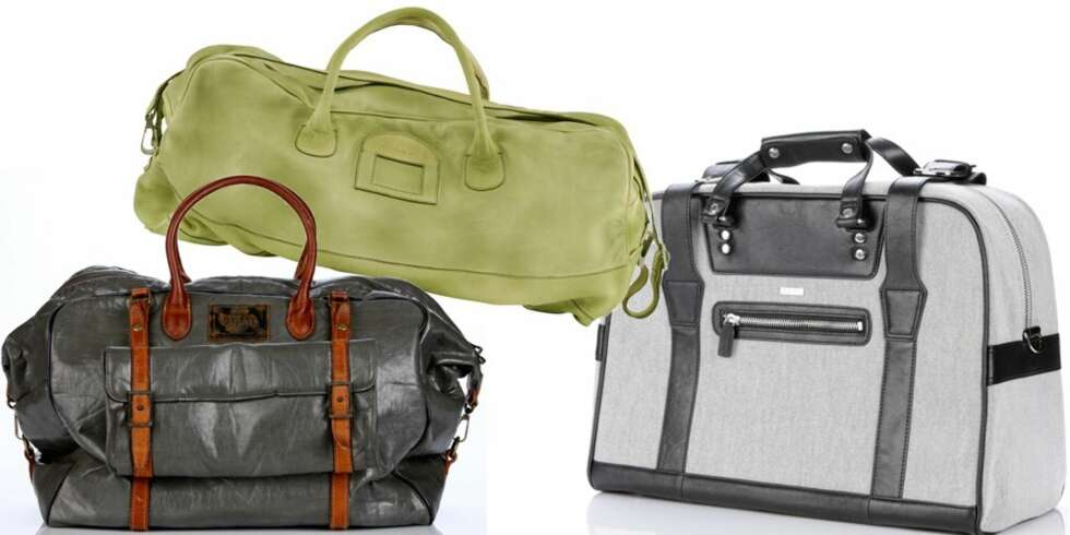 FRA VENSTRE: Skinnbag fra Replay, kr 2599, mosegrønn weekendbag fra Diesel, kr 2999, grå weekendbag fra Gant, kr 2700 FRA VENSTRE: Skinnbag fra Replay, kr 2599, mosegrønn weekendbag fra Diesel, kr 2999, grå weekendbag fra Gant, kr 2700