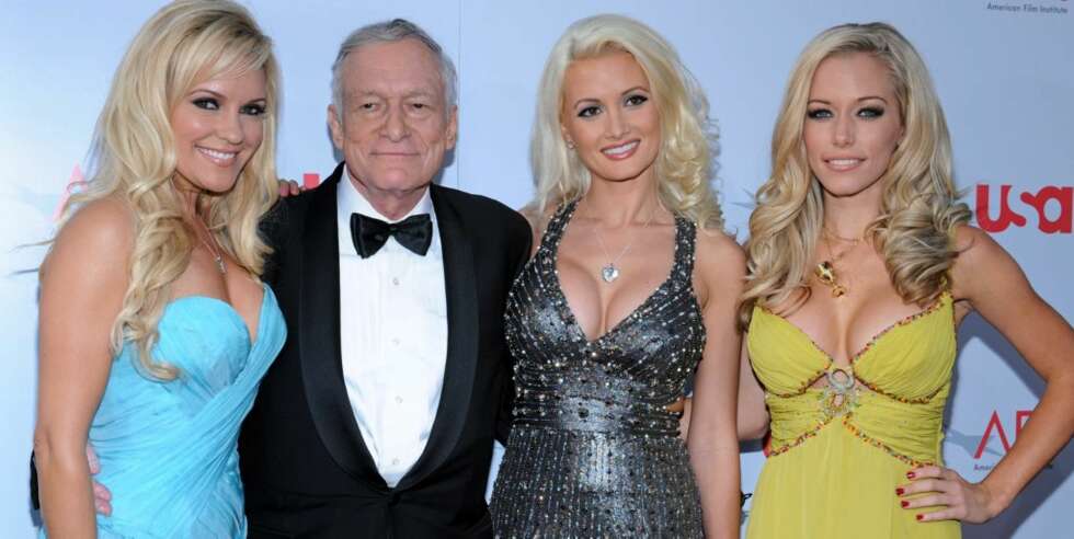 HAREM: HUgh Hefner kan velge på øverste hylle når det gjelder damer. F.v.: Bridget Marquardt, Hugh Hefner, Holly Madison og Kendra Wilkinson HAREM: HUgh Hefner kan velge på øverste hylle når det gjelder damer. F.v.: Bridget Marquardt, Hugh Hefner, Holly Madison og Kendra Wilkinson