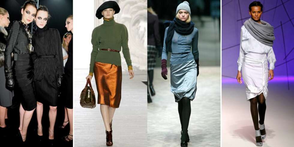 SKAPER MOTE: Motehusene Givenchy, Louis Vuitton, Burberry og Ungaro viste alle frem knelange skjørt under sine catwalkshow for denne sesongen. SKAPER MOTE: Motehusene Givenchy, Louis Vuitton, Burberry og Ungaro viste alle frem knelange skjørt under sine catwalkshow for denne sesongen.