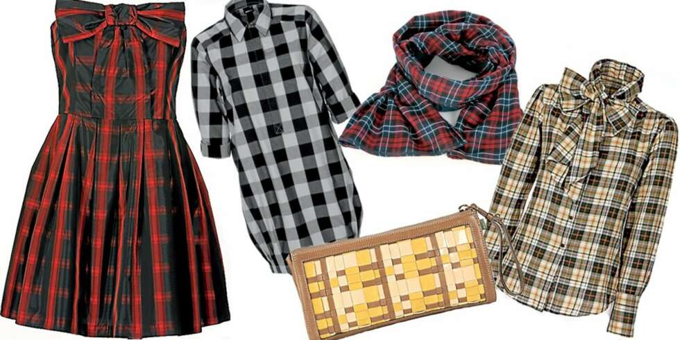 FRA VENSTRE: Kjole med sløyfe fra Warehouse (kr 999), grå- og sortrutet skjorte fra Gina Tricot (kr 249), veske i flettet skinn fra Carla & Jade hos Tatler (kr 3299), rutete skjerf fra Cubus, (kr 199), rutete skjorte med stor sløyfe i halsen fra Gant kr 1100 FRA VENSTRE: Kjole med sløyfe fra Warehouse (kr 999), grå- og sortrutet skjorte fra Gina Tricot (kr 249), veske i flettet skinn fra Carla & Jade hos Tatler (kr 3299), rutete skjerf fra Cubus, (kr 199), rutete skjorte med stor sløyfe i halsen fra Gant kr 1100