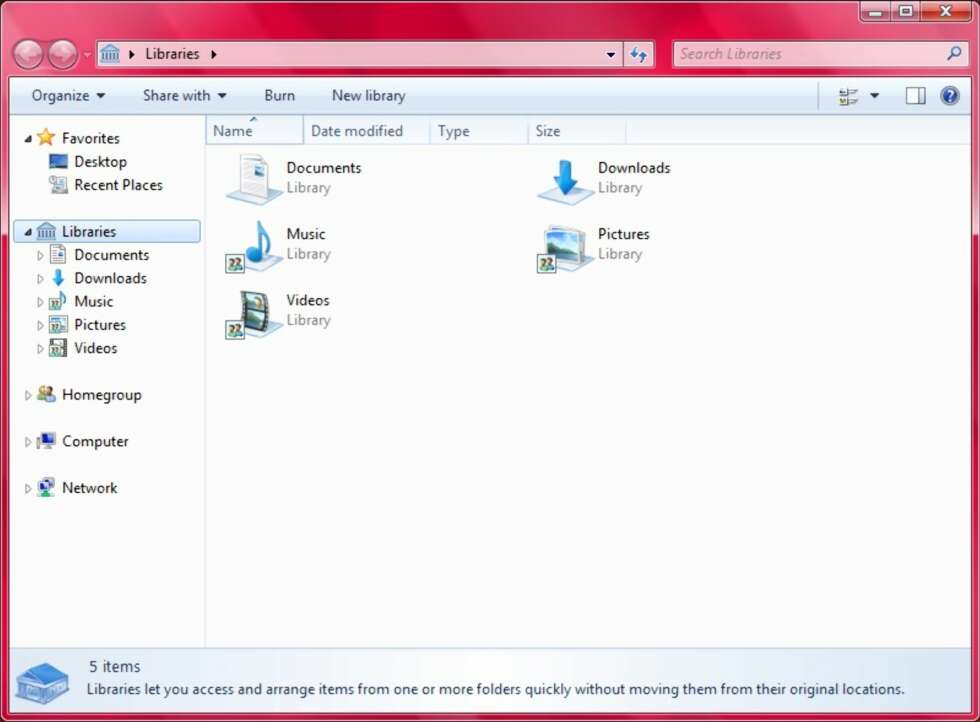 BIBLIOTEK: Personlige filer i Windows 7 finnes i biblioteket. BIBLIOTEK: Personlige filer i Windows 7 finnes i biblioteket.