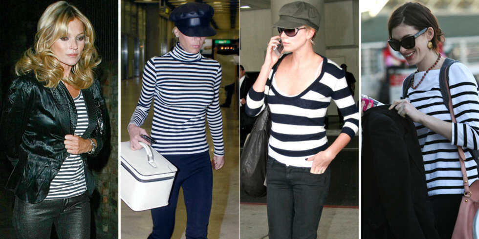 KJENDISFAVORITT: Kate Moss, Victoria Beckham, Charlize Theron og Anne Hathaway bruker alle stripete trøyer flittig. KJENDISFAVORITT: Kate Moss, Victoria Beckham, Charlize Theron og Anne Hathaway bruker alle stripete trøyer flittig.
