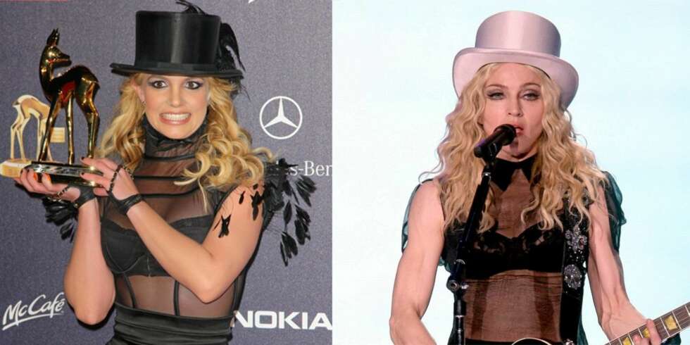 SØSTRE I FLOSS: Britneys beundring for pop-gudmoren Madonna kom klart fram under gårsdagens Bambi-prisutdeling. SØSTRE I FLOSS: Britneys beundring for pop-gudmoren Madonna kom klart fram under gårsdagens Bambi-prisutdeling.