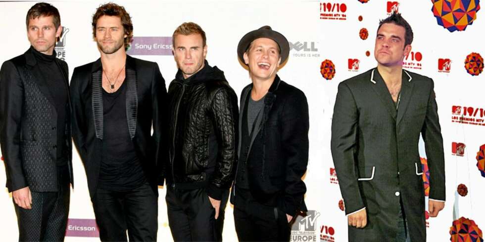 Take That: (F.v.) Jason Orange, Howard Donald, Gary Barlow og Mark Owen mener Robbie Williams (t.h.) fortsatt er en av dem. Take That: (F.v.) Jason Orange, Howard Donald, Gary Barlow og Mark Owen mener Robbie Williams (t.h.) fortsatt er en av dem.