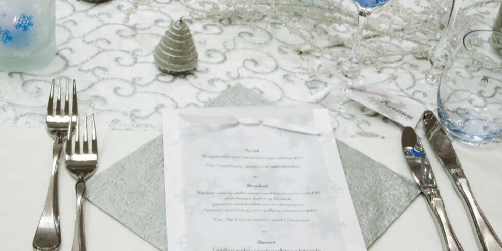 WINTERWONDERLAND: Frostede lysestaker, snekrystallkonfetti, vintergrener og trykksaker med snekrystaller.
Populære farger er hvitt på hvitt, innslag av lysblå,
turkis eller sølv. WINTERWONDERLAND: Frostede lysestaker, snekrystallkonfetti, vintergrener og trykksaker med snekrystaller.
Populære farger er hvitt på hvitt, innslag av lysblå,
turkis eller sølv.