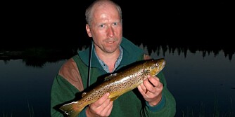 KILOSFISK som lot seg lure av en liten vårfluepuppe i nattemørket. (Foto: Bjørn Mikael Pettersen) KILOSFISK som lot seg lure av en liten vårfluepuppe i nattemørket. (Foto: Bjørn Mikael Pettersen)