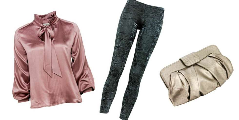 Bluse med knyting fra Pikene 1900 kr, tights fra H&M 149 kr og veske fra Rules By Mary 349 kr. Bluse med knyting fra Pikene 1900 kr, tights fra H&M 149 kr og veske fra Rules By Mary 349 kr.