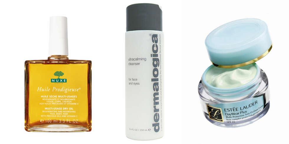 FRA VENSTRE: Nuxe huile prodigieuse multi-usages dry oil, kr 285. Dermalogica ultracalming Cleanser. Estée Lauder Day wear Plus, kr 360. FRA VENSTRE: Nuxe huile prodigieuse multi-usages dry oil, kr 285. Dermalogica ultracalming Cleanser. Estée Lauder Day wear Plus, kr 360.