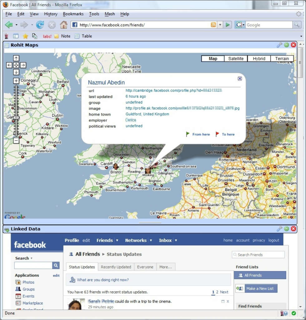 Slik kan det se ut når du lar folk sjekke opp hvor du er via mobilens GPS på Facebook. Slik kan det se ut når du lar folk sjekke opp hvor du er via mobilens GPS på Facebook.