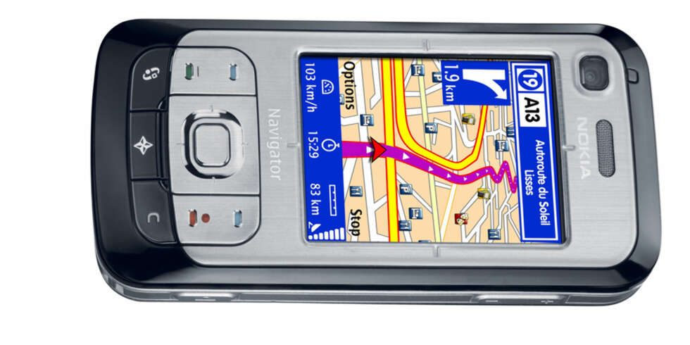 Med GPS på mobilen finner du alltid veien. Her en Nokia med Route 66. Med GPS på mobilen finner du alltid veien. Her en Nokia med Route 66.