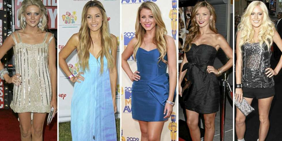 STRIKE A POSE: Liten tvil om at disse jentene har lært å posere - helt likt! Her er Stephanie Pratt (t.v.), Lauren Conrad, Lo Bosworth, Audrina Patridge og Heidi Montag, på den røde løperen. STRIKE A POSE: Liten tvil om at disse jentene har lært å posere - helt likt! Her er Stephanie Pratt (t.v.), Lauren Conrad, Lo Bosworth, Audrina Patridge og Heidi Montag, på den røde løperen.