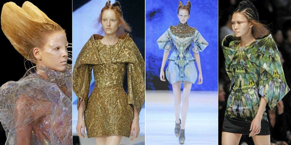 FUTURISTISK: Også klærne i Alexander McQueen sin nyeste kolleskjon var kreative og futuristikse. FUTURISTISK: Også klærne i Alexander McQueen sin nyeste kolleskjon var kreative og futuristikse.