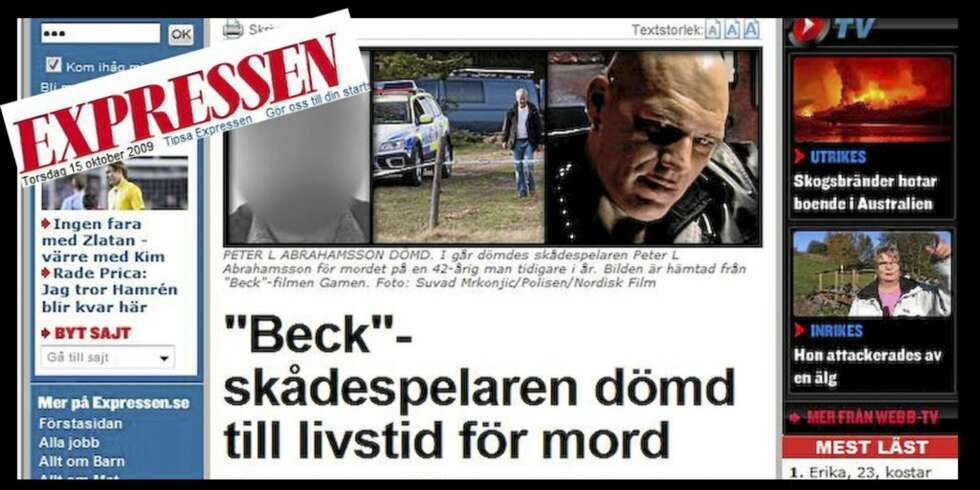 Svenske aviser slo dommen stort opp. Her et skjermbilde av Expressen. Svenske aviser slo dommen stort opp. Her et skjermbilde av Expressen.