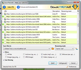 LAST NED ALT: Med tillegget DownloadThemAll går det kjapt å laste ned alle bildene på en nettside. LAST NED ALT: Med tillegget DownloadThemAll går det kjapt å laste ned alle bildene på en nettside.