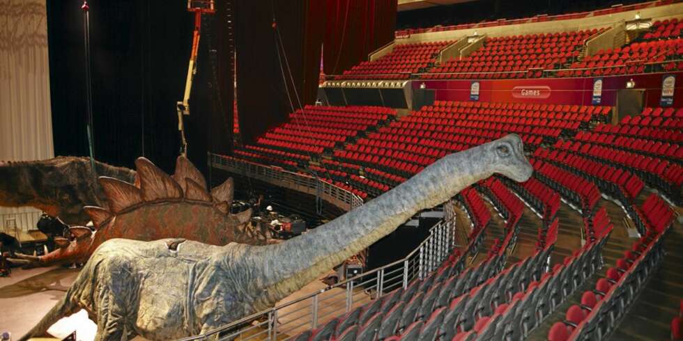 SPEKTAKULÆRT: Og snart i Oslo Spektrum. Publikum får nærkontakt med 20 dinosauruser, blant dem denne planteeteren; Branchiosaurus. SPEKTAKULÆRT: Og snart i Oslo Spektrum. Publikum får nærkontakt med 20 dinosauruser, blant dem denne planteeteren; Branchiosaurus.