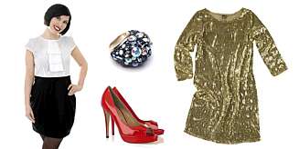 Det Nyes Vibeke Stiansen gir deg sine beste festtriks. Gullkjole fra Gina Tricot, kr 499. Røde lakksko fra Brian Atwood/ Net-a-porter, ca 4000 kr. Cocktailring fra Mango, kr. 149. Det Nyes Vibeke Stiansen gir deg sine beste festtriks. Gullkjole fra Gina Tricot, kr 499. Røde lakksko fra Brian Atwood/ Net-a-porter, ca 4000 kr. Cocktailring fra Mango, kr. 149.