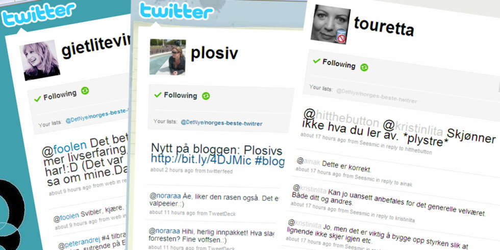 Her er de nominerte i Det Nyes uformelle twitterkåring. Her er de nominerte i Det Nyes uformelle twitterkåring.