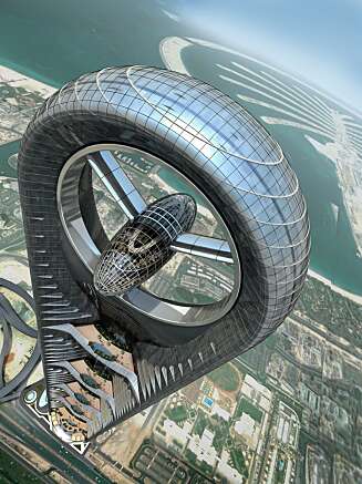 VILT: Anara Tower bygges på Sheikh Zayed Road i Dubai. På toppen av skyskarperen troner en propell - med restaurant i glasskulen i midten. VILT: Anara Tower bygges på Sheikh Zayed Road i Dubai. På toppen av skyskarperen troner en propell - med restaurant i glasskulen i midten.