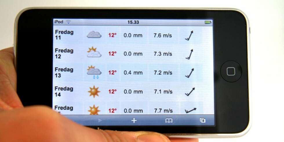 MOBILVÆR: Yr.no har vært mobiltilgjengelig før i sin nettversjkon. Mobilversjonen m.yr.no er litt enklere, men atskillig raskere å laste ned. MOBILVÆR: Yr.no har vært mobiltilgjengelig før i sin nettversjkon. Mobilversjonen m.yr.no er litt enklere, men atskillig raskere å laste ned.
