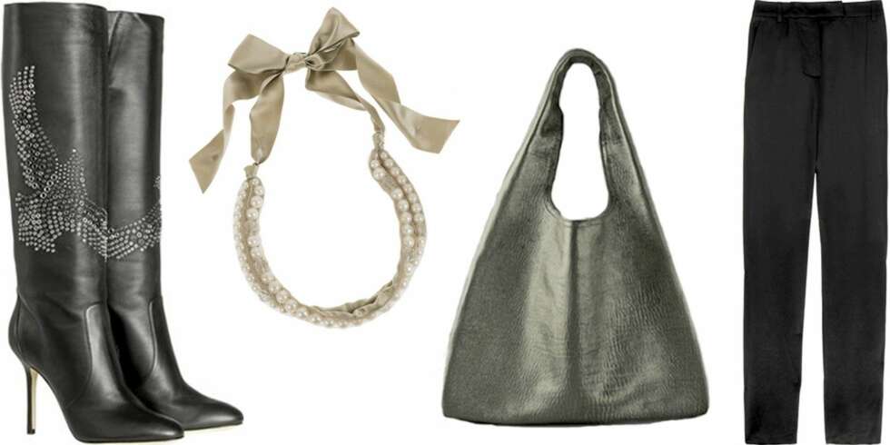 DESIGNKLÆR PÅ SALG: Boots fra Jimmy Choo til halv pris, smykke fra Lanvin til 60 prosent, veske fra Alexander Wang til 30 prosent og satengbukser fra Moschino Cheap and Chic til 84 prosent avslag. DESIGNKLÆR PÅ SALG: Boots fra Jimmy Choo til halv pris, smykke fra Lanvin til 60 prosent, veske fra Alexander Wang til 30 prosent og satengbukser fra Moschino Cheap and Chic til 84 prosent avslag.