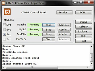 KONTROLLPANEL: Kontrollpanelet til XAMPP gjør ikke så mye av seg. Her kan du enkelt starte, stoppe eller administrere de enkelte tjenestene. KONTROLLPANEL: Kontrollpanelet til XAMPP gjør ikke så mye av seg. Her kan du enkelt starte, stoppe eller administrere de enkelte tjenestene.