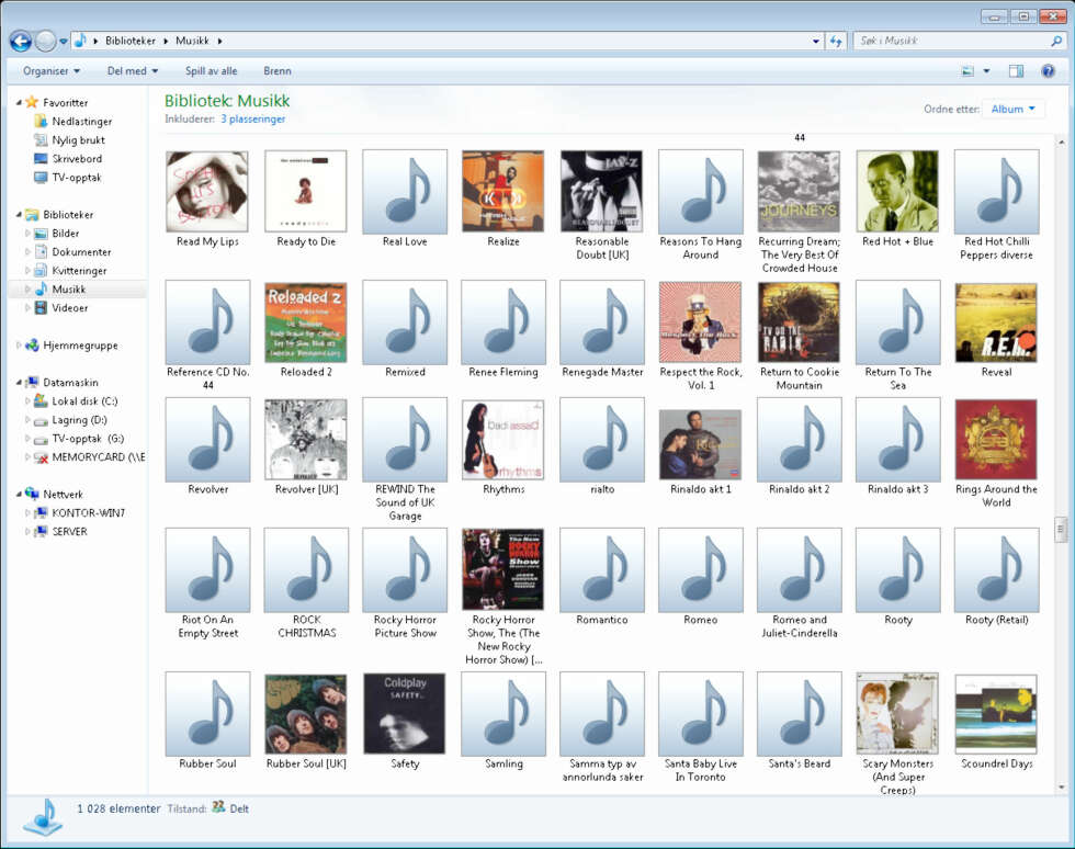 FELLES MUSIKK: Hvis du har musikk liggende på en NAS eller Home Server, kan du få sortert den etter album sammen med musikken på din egen maskin. FELLES MUSIKK: Hvis du har musikk liggende på en NAS eller Home Server, kan du få sortert den etter album sammen med musikken på din egen maskin.