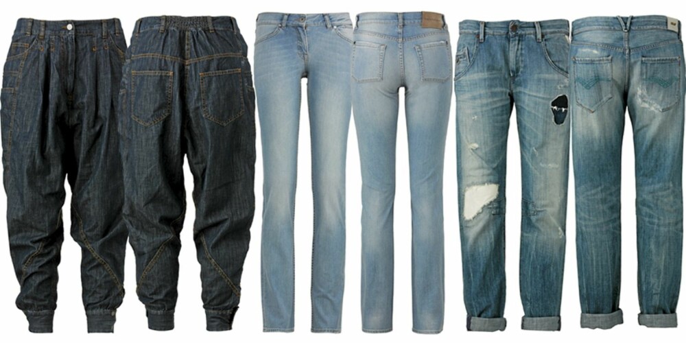 FRA VENSTRE: H&M (kr 399), Peak Performance (kr 1000), Replay (kr 1399). FRA VENSTRE: H&M (kr 399), Peak Performance (kr 1000), Replay (kr 1399).