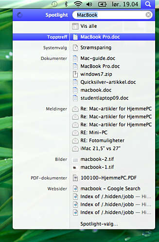 SPOTLIGHT- SØK: Spotlight er det beste verktøyet for å lete etter filer på Mac-en din. SPOTLIGHT- SØK: Spotlight er det beste verktøyet for å lete etter filer på Mac-en din.