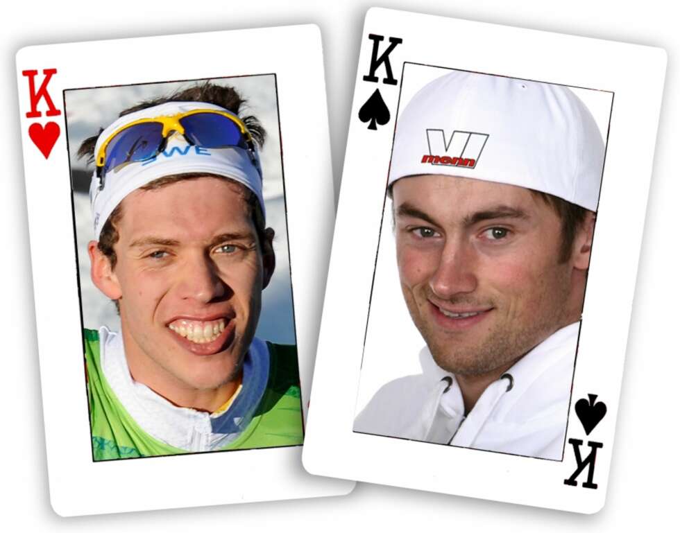 PAR I KONGER: Marcus Hellner og Petter Northug - nå også i duell på svart asfalt og grønn filt. PAR I KONGER: Marcus Hellner og Petter Northug - nå også i duell på svart asfalt og grønn filt.
